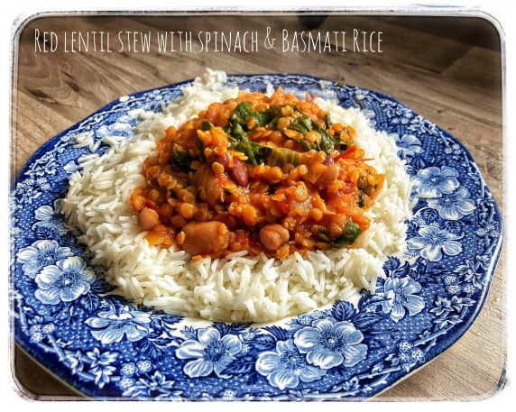 Red lentil Dahl with Spinach & Basmati Rice